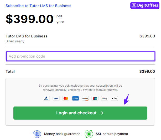 Tutor-LMS Enter Promocode