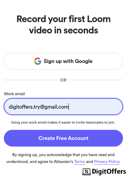 Sign up for Loom