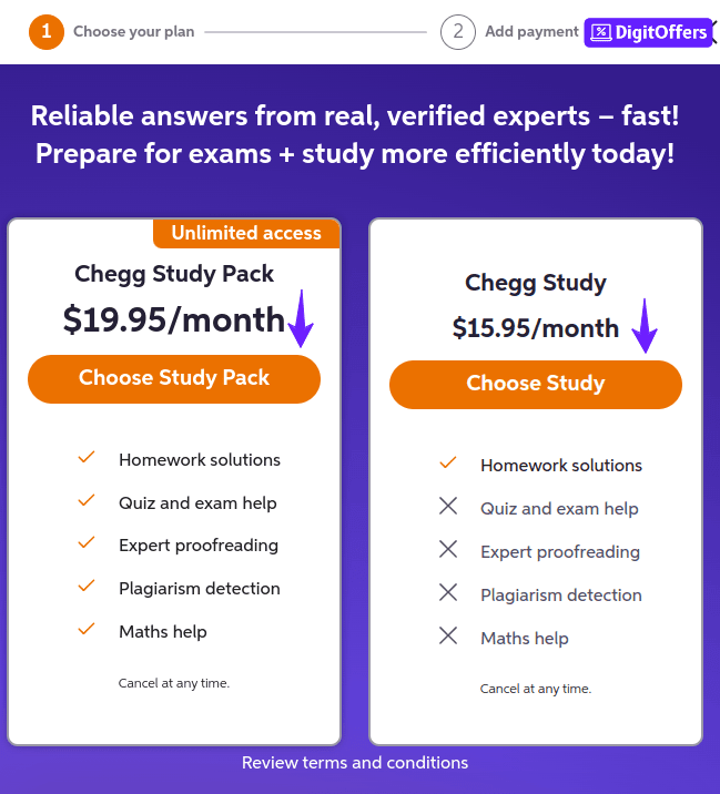 Chegg Pricing Plans