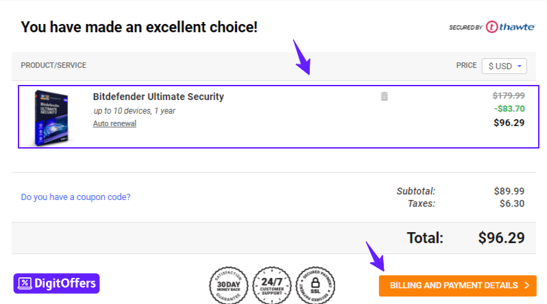 Bitdefender Summary Page