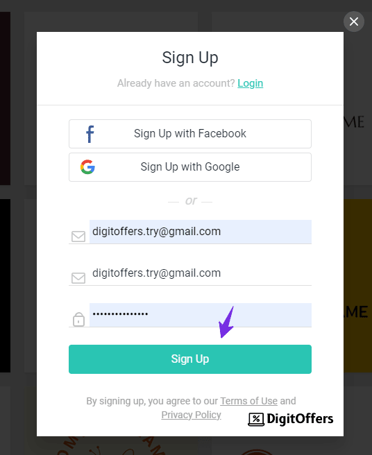 DesignEvo Sign Up