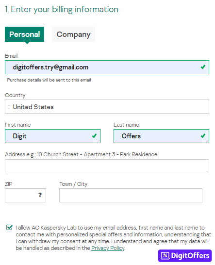 Kaspersky Billing Information