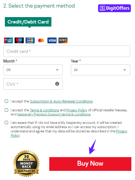 Kaspersky Checkout Process