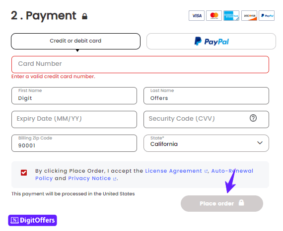 McAfee Coupon Code Checkout Page