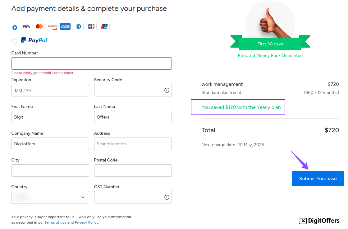 Moday.com Payment Checkout