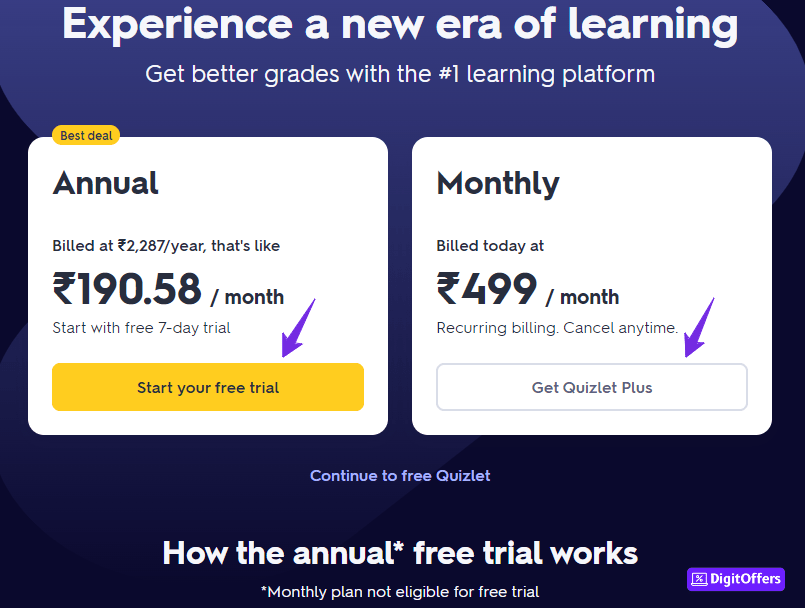 Quizlet Plans