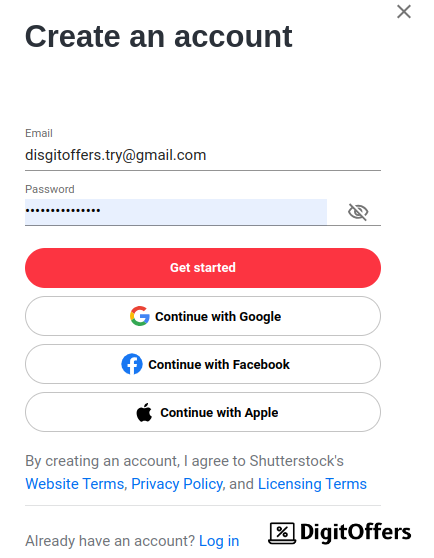 Shutterstock Create an Account